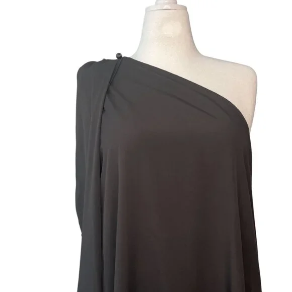 Black One-Shoulder Beaded Maxi Dress w/ Cloak Sleeve – Size XL (NWOT) – GWP - Picture 3 of 8